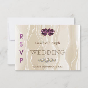Cream Silk Chic Violet Heart Jewelier UAWG RSVP Karte