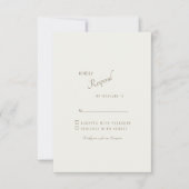 Cream Simple Modern Gold Text Wedding RSVP Karte (Vorderseite)