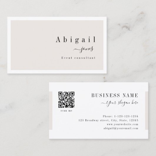 Cream Simple Script Moderner Luxus Beruflich Visitenkarte (Vorne/Hinten)