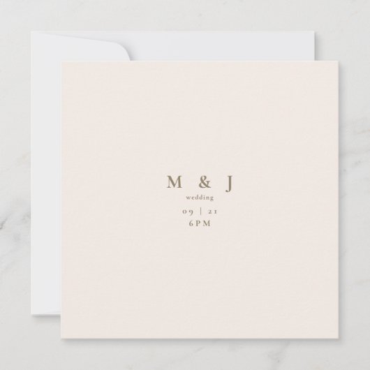 Cream Sleek & Simple Modern Square Wedding Einladung (Vorderseite)