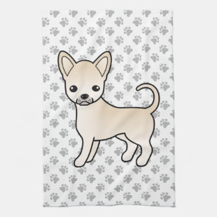Cream Smooth Coat Chihuahua Cartoon Hund & Pfoten Geschirrtuch