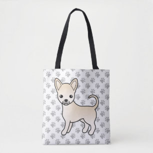 Cream Smooth Coat Chihuahua Cartoon Hund & Pfoten Tasche