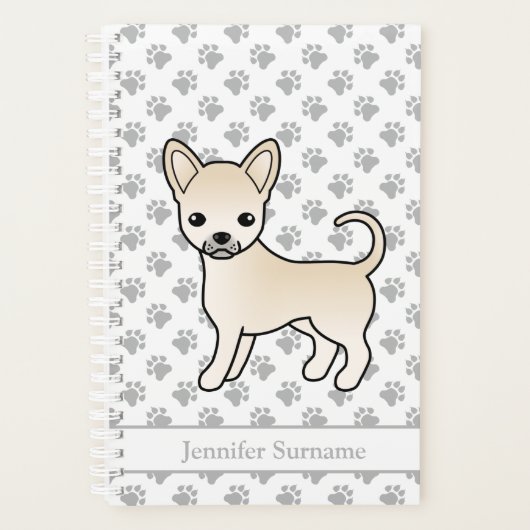 Cream Smooth Coat Chihuahua Dog & Custom Text Planer (Vorderseite)