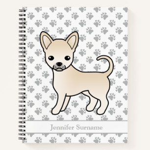 Cream Smooth Coat Chihuahua Hund & Benutzerdefinie Notizblock