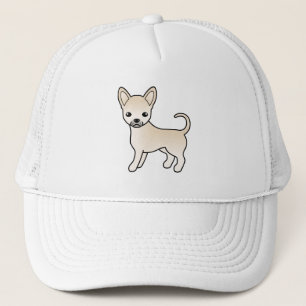 Cream Smooth Coat Chihuahua Niedlicher Cartoon Dog Truckerkappe