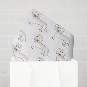 Cream Smooth Coat Dachshund Cartoon Hund Muster Seidenpapier