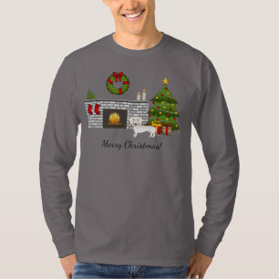 Cream Smooth Coat Dachshund im Weihnachtszimmer T-Shirt