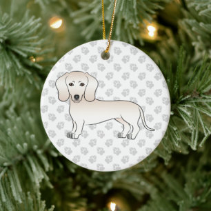 Cream Smooth Coat Dachshund Süßer Cartoon-Hund Keramik Ornament