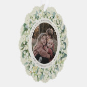 Cream Snowberry+Eucalyptus Christmas Wreath Photo Ornament Karte (Rechts)