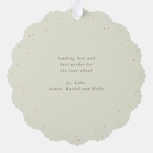 Cream Snowberry+Eucalyptus Christmas Wreath Photo Ornament Karte (Rückseite)