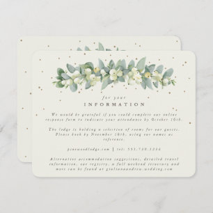 Cream Snowberry+Eucalyptus Garland Hochzeitsinform Begleitkarte