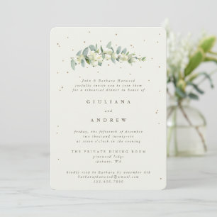 Cream Snowberry+Eucalyptus Hochzeitsprobe Einladung