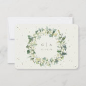 Cream Snowberry+Eucalyptus Stem Winter Wedding RSVP Karte (Rückseite)
