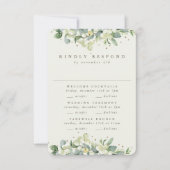 Cream Snowberry+Eucalyptus Wedding Multi-Event RSVP Karte (Vorderseite)