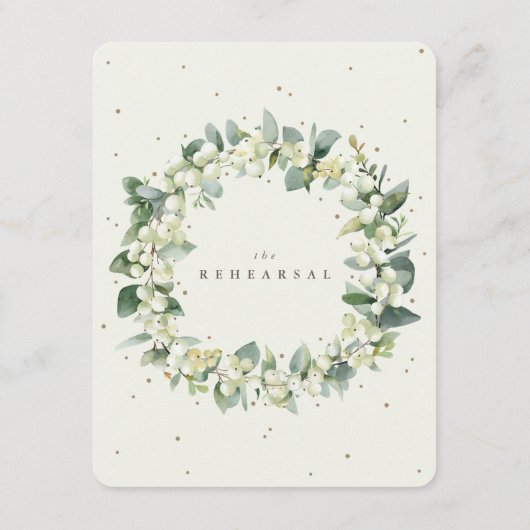 Cream Snowberry+Eucalyptus Wedding Probe Begleitkarte (Rückseite)