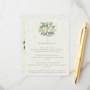 Cream Snowberry+Eucalyptus Wedding Probe Begleitkarte
