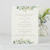 Cream Snowberry+Eucalyptus Wedding Probe Einladung (Stehend Vorderseite)