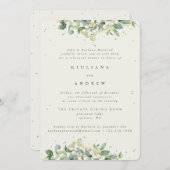 Cream Snowberry+Eucalyptus Wedding Probe Einladung (Vorne/Hinten)