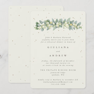 Cream Snowberry+Eucalyptus Wedding Probe Einladung