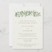 Cream Snowberry+Eucalyptus Wedding Probe Einladung (Vorderseite)
