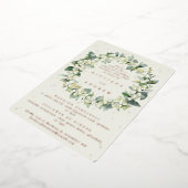 Cream Snowberry+Eucalyptus Wedding Probe Folieneinladung (Gedreht)