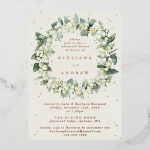 Cream Snowberry+Eucalyptus Wedding Probe Folieneinladung