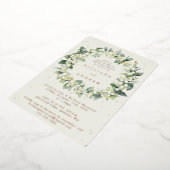 Cream Snowberry+Eucalyptus Wedding Probe Folieneinladung (Gedreht)