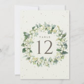 Cream Snowberry+Eucalyptus Wedding Tischnummer (Rückseite)