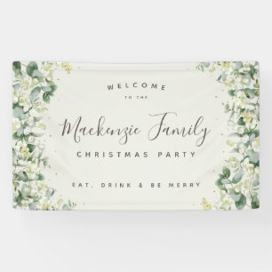 Cream Snowberry+Eucalyptus Weihnachtsfeier Banner