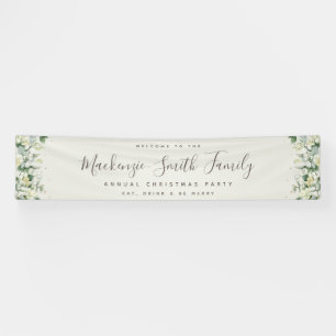 Cream Snowberry+Eucalyptus Weihnachtsfeier Banner