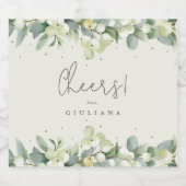 Cream Snowberry+Eucalyptus Winter Bachelorette Bierflaschenetikett (Einzelnes Label)