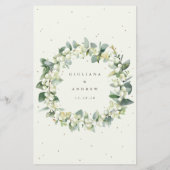 Cream Snowberry + Eukalyptus 3 Course Wedding Menu (Rückseite)