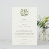Cream Snowberry + Eukalyptus 4 Course Wedding Menu (Stehend Vorderseite)