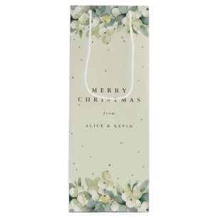 Cream Snowberry+Eukalyptus Christmas/Holiday Geschenktüte Für Weinflaschen