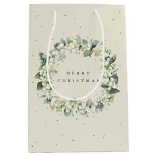 Cream Snowberry+Eukalyptus Christmas/Holiday Mittlere Geschenktüte