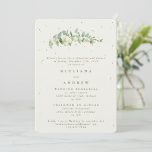 Cream Snowberry+Eukalyptus Hochzeitsprobe Einladung