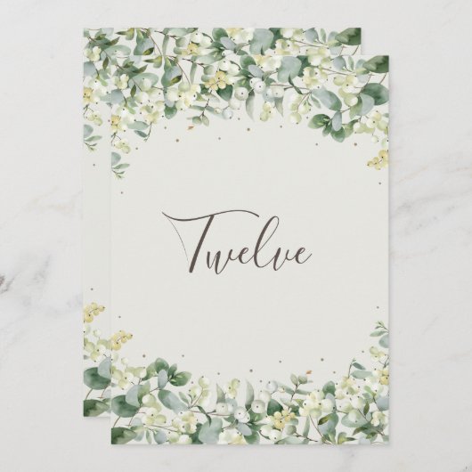 Cream Snowberry+Eukalyptus Tischnummer (Vorne/Hinten)