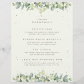 Cream Snowberry+Eukalyptus Wedding Drinks/Bar Menu (Vorderseite)