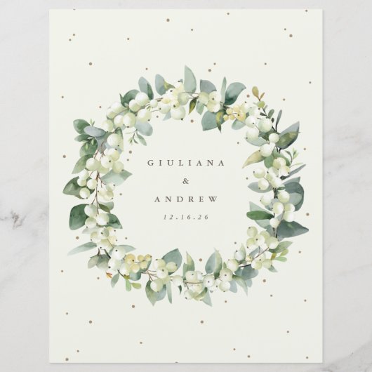 Cream Snowberry+Eukalyptus Wedding Drinks/Bar Menu (Rückseite)