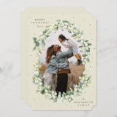 Cream Snowberry+Eukalyptus Weihnachtsgebäck Foto Feiertagskarte (Vorne/Hinten)