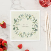 Cream Snowberry+Eukalyptus Weihnachtsschrei Serviette (Beispiel)