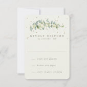 Cream Snowberry+Eukalyptus Winter Wedding RSVP Karte (Vorderseite)