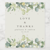 Cream Snowberry+Eukalyptus Winter Wedding Weinetikett (Einzelnes Label)