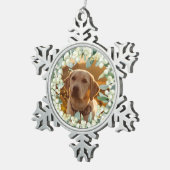 Cream Snowberry Weihnachtskraut Foto Schneeflocken Zinn-Ornament (Rechts)