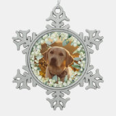 Cream Snowberry Weihnachtskraut Foto Schneeflocken Zinn-Ornament (Vorderseite)