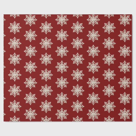 Cream Snowflake Red Christmas Geschenkpapier (Flach)