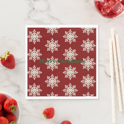 Cream Snowflake Red Christmas Serviette (Beispiel)