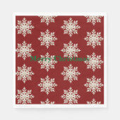 Cream Snowflake Red Christmas Serviette (Vorderseite)