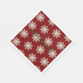 Cream Snowflake Red Christmas Serviette (Ecke)