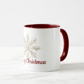 Cream Snowflake Red Merry Christmas Tasse (VorderseiteRechts)